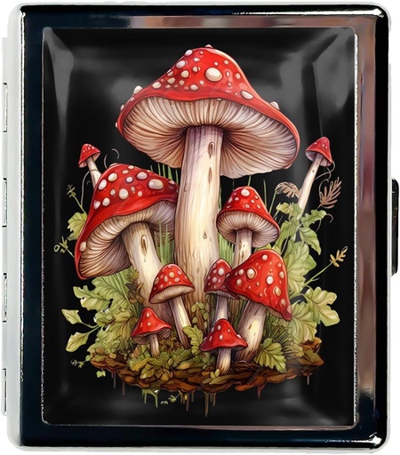 [BRSROCQQOIORUF36] Pill Organizer Small Pill Case for Purse Essentials 7 jours Boîte à pilules mignonnes avec miroir Boîte à pilules portable pour les cadeaux de voyage de Pocket ou Purse Pill Containe (Mushroom d'eau)