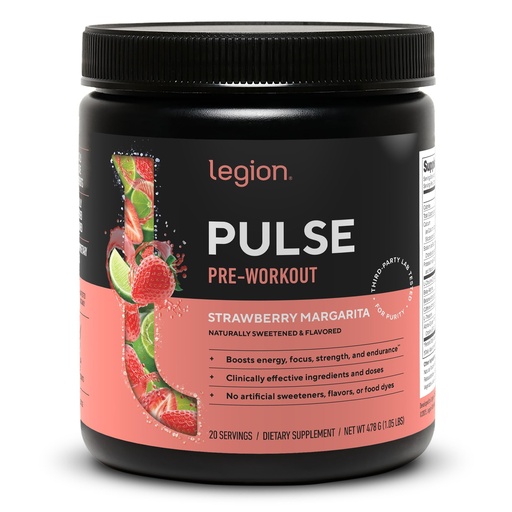 [BRSRMYYDBV5AIE3F] LEGION Pulse Pre Workout - All Natural Nitric Oxide Preworkout Drink to Boost Energy, Creatine Free, Naturally Sweetened, Beta Alanine, Citrulline, Alpha GPC (Strawberry Margarita)
