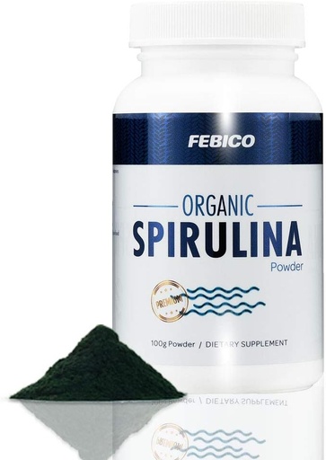 [BRSWGFIYDMFWKFDU] Premium Organic Spirulina Powder- Vegan, Enriched Vitamin B12 Complex, Phycocyanin, Energy Boost, Non-GMO, Gluten Free &amp; Non-Irradiated, USDA, Naturland, Halal Certified-100g