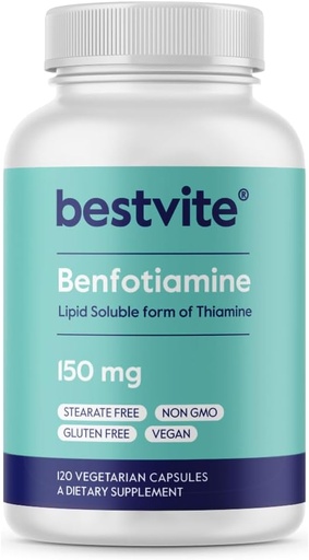 [BRSWIZIOO55WADDA] BESTVITEのBenfotiamine 150mg (120のベジタリアンのカプセル)は-無二酸化ケイ素-ビーガン-非GMO -グルテンフリー
