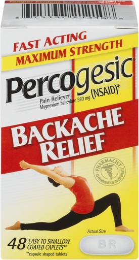 [BRSWIYQOAQBAIETE] Percogesic Backache Relief Pain Reliever, Maximum Strength, 48 Tablets