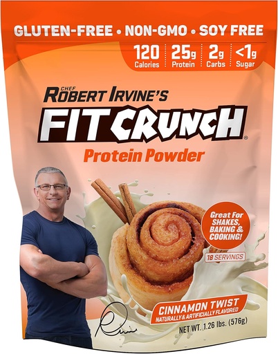 [BRSWGZQ7PJ7BAYLF] Fit Crunch Tri-Blend Srvátkový proteín, Keto Friendly, Nízke kalórie, vysoký proteín, bez lepidla, Sója zadarmo (18 slúži, Škorica Twist)