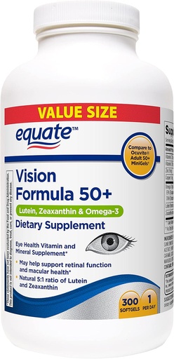 [BRSWYZT4DEFWEAD5] Equate Vision Formula 50+ Lutein, Zeaxanthin & Omega-3, 300 Softgels