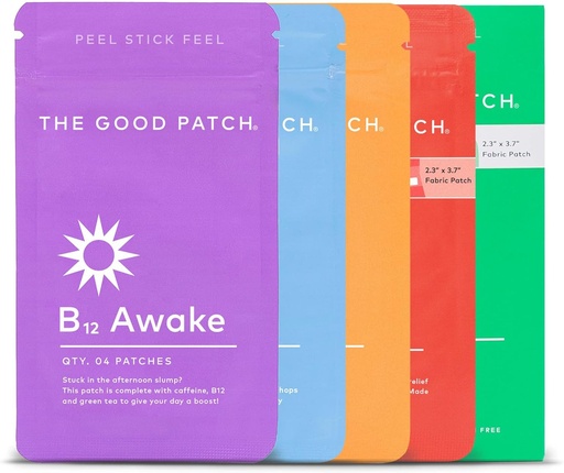 [BRSWYBAHDJYQ2337] The Good Patch All The Plant Patches Mixed Bundle. Perfect for Life's Untimely, Yet Common Ailments. 5 Varieties: B12 Awake, Dream, Rescue, Cycle, Relief (20 Total Patches)