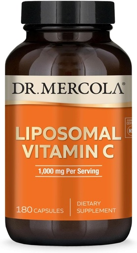 [BRSWIGAPAV6WYEA3] Dr. Mercola Liposomal Vitamina C - creier, inimă, ochi și suport imunitar - Oferă 1000 mg de vitamina C biodisponibilă - non-GMO, gluten-free și soia - 180 capsule (90 Servings)