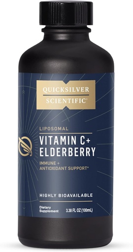 [BRSWYZIKAB7RYHTH] Quicksilver Scientific Liposomal Witamina C + Elderberry - Witamina Liposomalna C 1000mg z Superior Absorption Technology & Tocotrienols - Przeciwutleniacz i immunologiczne wsparcie Tonic (100ml)