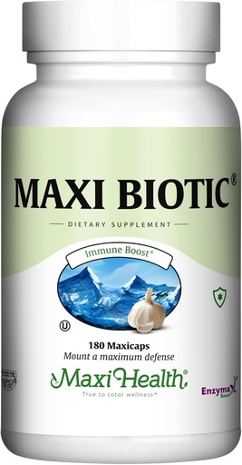 [BRSWIYAKCUOQYF3Y] Maxi Health - Maxi Biotic Aged Extract Capsules (180 Conde) Silencioso suplemento de ajo Kyolic con espirulina, echinacea, orégano y enzymax - Natural Antioxidante - Wellness Support