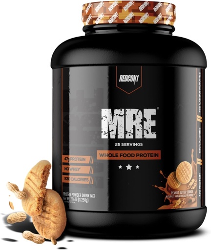 [BRSWYZYTDN5WE2Q6] REDCON1 MRE Protein Powder, Peanut Butter Cookie - Meal Replacement Protein Blend Made with MCT Oil & Whole Foods - Protein with Natural Ingredients to Aid in Muscle Recovery (25 Servings)