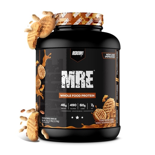 [BRSWYZYTDN5WE2Q6] REDCON1 MRE Whole Food Protein Powder, Peanut Butter Cookie - Meal Replacement Made with Animal and Plant Based Protein Sources, Nutrient and Calorie Dense, 0g Added Sugar (24 Servings)