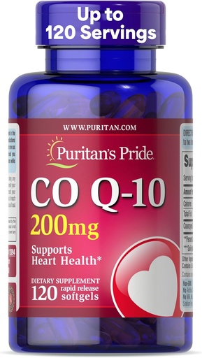 [BRSWIZQ3OV6QCDLY] 清教徒的荣耀Coenzyme CoQ10 200mg,心脏健康、血压、口腔口腔健康和健康老化支助的饮食补充,120名服务员,快速释放软胶