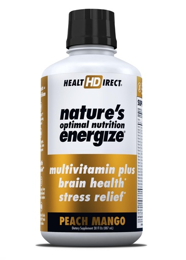 [BRSWIHQMCYFGACT4] HEALTH DIRECT - Nature's Optimal Nutrition Energize Liquid Multivitamin Superfood - 140+ Nutrients - Mental Clarity & Energy - Immune & Cardiovascular Support – 30 Servings – Peach Mango