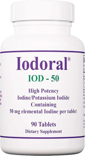 [BRSWIYANPIMROETU] Optimox Iodoral 50 mg Supplement - Potassium Iodide Tablets, High Potency Iodine Supplements, Thyroid Support, Vitamins & Minerals - 90 Count