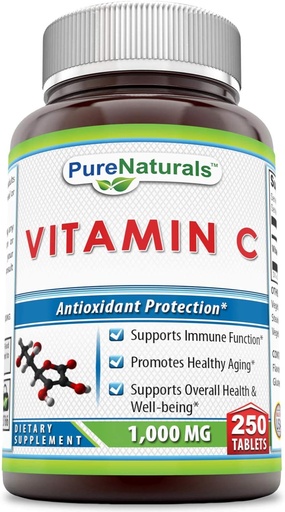 [BRSWGEL4PN7BY2TU] Pure Naturals Vitamin C, 1000 mg 250 tablete -Podpora Imunska funkcija* -Podpora Splošno zdravje in dobro počutje* - Spodbujanje zdravo staranje