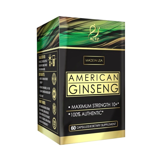 [BRSWGZY3A4JWE3LZ] Actif American Ginseng - 100% Authentic 10 Year Old Ginseng, Non-GMO, 500mg - Made in USA