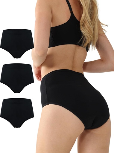 [BRSROHYDOEJQO2Q4] BATTEWA Leak Proof Ondergoed voor vrouwen Wasbaar, Incontinence Ondergoed Absorbency Katoen Slipjes Blaas Leakage Beschermende 50ML(Zwart, X-Large,3-pack)