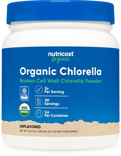 [BRSWGFDYPN7QKGTK] Nutricost Organic Chlorella Powder 16oz (1LB) - 3g Per Serving
