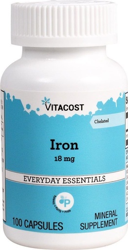 [BRSWIZIDCMBREHD4] Vitacost Iron - 18 mg - 100 Capsules