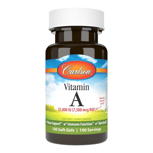 [BRSWIYILOAMWAETC] Carlson - Vitamin A, 25000 IU (7500 mcg RAE), Vision & Skin Health, Immune Function, 100 soft gels