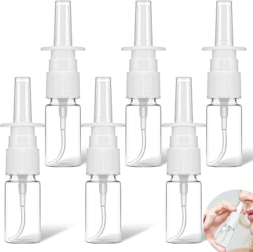 [BRSRAZILC5YWA3Q4] 6 Pcs Clear Nasal Spray Bottles, 10ml Empty Spray Bottle Refillable Atomiser Small Mist Sprayers with Press Spray Head Plastic Spray Container for Essential Oils, Wound Disinfectant