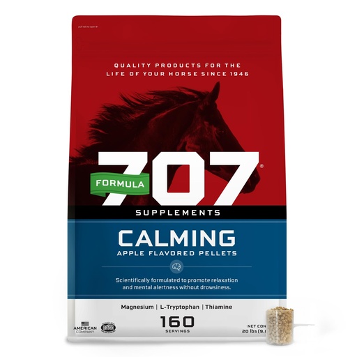 [BRSWKEYMOMARK23K] Formula 707 Calming Equine Supplement 20LB Bag – 160 Servings – Anxiety Relief and Enhanced Focus for Horses – L-Tryptophan, Thiamine & Magnesium