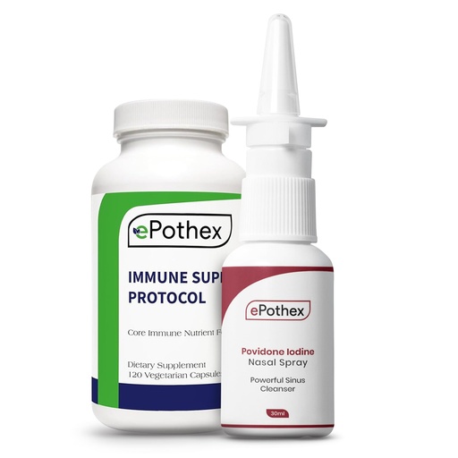[BRSRAZQTBEBQEYAY] EPOTHEX Immune Response Recovery Bundle - Immune Support Protocol - 1% Povidone Iodine Nasal Spray