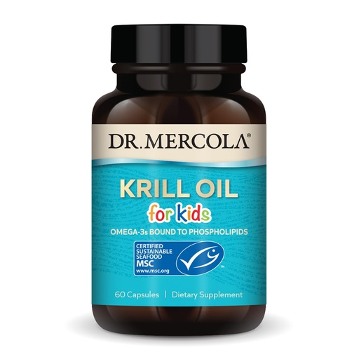 [BRSWIYDRAENRQEY7] Dr. Mercola Krill Oil for Kids - 320 mg - MSC Certified - Supports Brain & Body Development - Phospholipid Form for Absorption - Non-GMO, Gluten-Free & Soy-Free - 60 Capsules