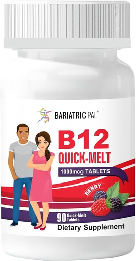 [BRSROHQ3O56GAH3V] BariatricPal 1000mcg B12 סוכר חינם מלטס (90 Count)