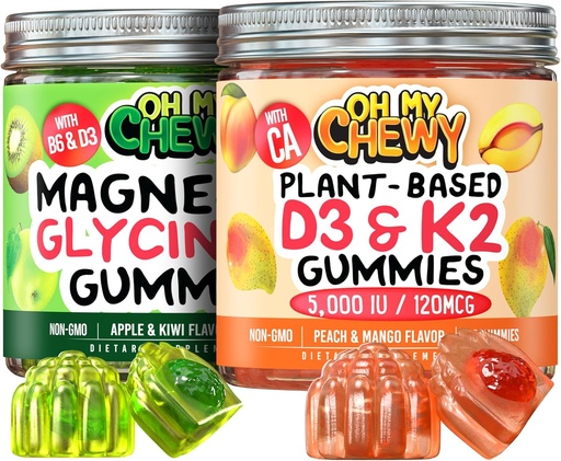 [BRSRAGT5DIBWAADF] Peyğək + D3K2 Gummies Paket - 2 Şüşə (60 Hər bir) - Apple Kiwi & Peach Mango