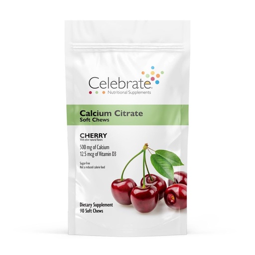 [BRSRMHD3PN5WC3TA] Celebrate Vitamins Bariatric Calcium Chews 500 Mg with Vitamin D3, 3 Months Supply (90 Chews) for Gastric Sleeve & Bypass, Bone Health Support, Sugar & Gluten Free, Cherry