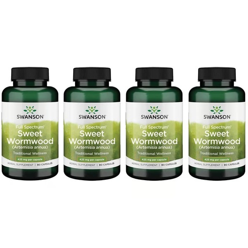 [BRSWGZIDOEAW2DLV] Swanson Sweet Wormwood - May Promote GI Gut Health, Microbial Balance & Digestive Health Support - Herbal Supplement with Artemisinin - (90 Capsules, 425mg Each) 4 Pack