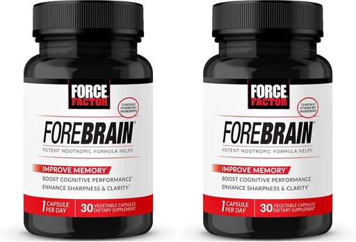 [BRSW2HQCDIBBMDL4] Forebrain Nootropic smadzeņu papildinājums, lai uzlabotu atmiņu, Boost Focus, palielināt garīgo enerģiju, un atbalsts smadzeņu veselību ar kofeīnu, Bacopa, un Huperzine A, spēka faktors, 30 kapsulas (iepakojums no 2)