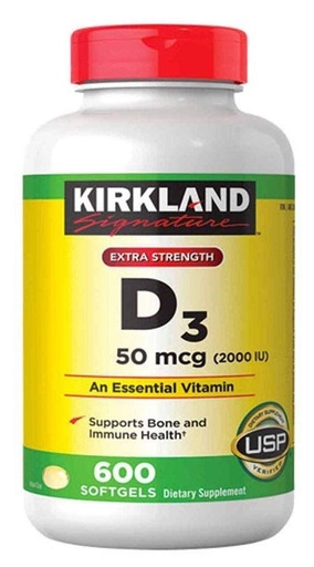 [BRSWIFYRCMPWC2I7] Kirkland Signature Extra Strength D3 50 mcg, 600 Softgels