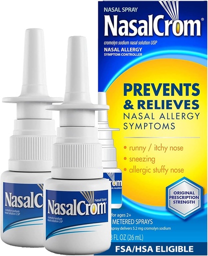 [BRSWGGTQCAHQAFAU] NasalCrom Nasal Spray Allergy Symptom Controller | 200 Sprays | .88 FL OZ (2 Pack)