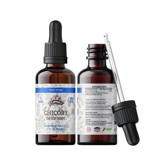 [BRSWGFAKDMNA42A7] Chicory Tincture Extract, Organic Chicory (Cichorium Intybus) Dried Root for Loss of Appetite, Liver, and Gallbladder, Non-GMO in Cold-Pressed Organic Vegetable Glycerin 2 oz (60 ml), 700 mg