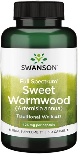 [BRSWIYY4BEAWYAA3] Swanson Sweet Wormwood - May Promote GI Gut Health, Microbial Balance & Digestive Health Support - Herbal Supplement with Artemisinin - (90 Capsules, 425mg Each)