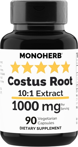 [BRSROGQQDJ7BAH32] MONOHERB Costus Root Extract 1000 mg - 90 Vegetariske kapsler