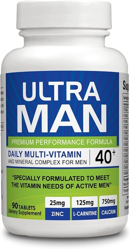 [BRSWECQHDMHB6ALZ] Ultra Man - Multi-Vitamins 90 Tabletas - Premium Performance Fórmula 100% Natural - Multivitaminas para Hombre - Suplemento dietético