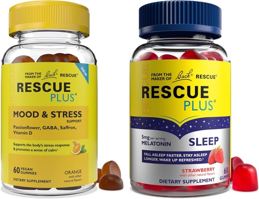 [BRSRMAICOAFWMETH] 5mg Melatonin/dose [and] Bach Plus Mood & Stress Support Gummies with Key Nutrients and Botanicals - 2PK Dietary Supplements, 60Ct each