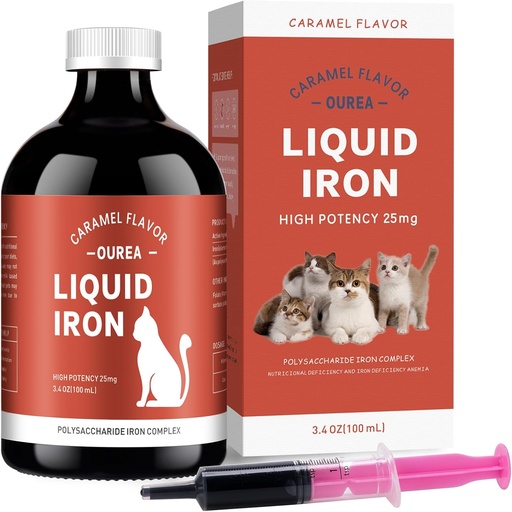 [BRSROZALBF7R6D3B] Iron Supplements for Cats - Liquid Iron for Anemia with Cat Vitamins, Support Iron Levels, Promote Red Cell, Boost Energy and Vitality in Cat Health, 3.4oz(100ml)