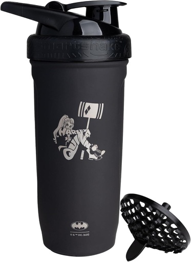 [BRSROGQTOUDR623L] Smartshake DC COMICS Reforce Stainless Steel Protein Shaker Bottle 900 мл | 30 унций - Leakproof Screw-on Lid - BPA Free - Unisex - Non Insulated - Harley Quinn Logo
