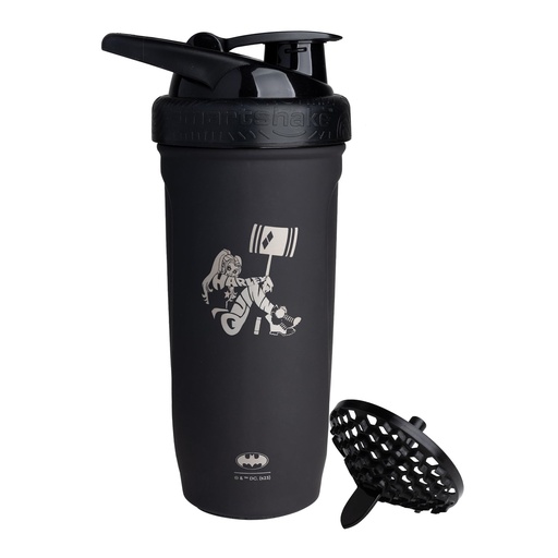 [BRSROGQTOUDR623L] Smartshake DC COMICS Reforce Stainless Steel Protein Shaker Bottle 900 ml | 30 oz - Leakproof Screw-on Lid - BPA Free – Unisex - Non Insulated - Harley Quinn Logo
