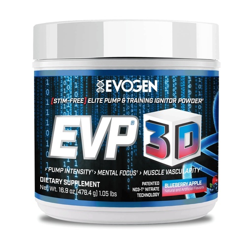 [BRSRMYYYAQMRQFDG] Evogen EVP 3D Stim Free Pre-Workout | Blueberry Apple | 40 Servings | Arginine nitrate, L-citrulline, beta-alanine and creatine with lion's mane, L-tyrosine and DMAE for pumps and focus