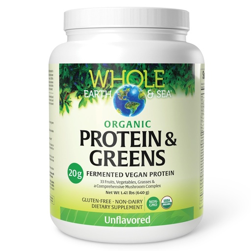 [BRSWGA32PMNAA3TL] Whole Earth & Sea from Natural Factors, Organic Fermented Protein & Greens, Vegan Whole Food Supplement, Unflavored, 1 lb 9 Oz