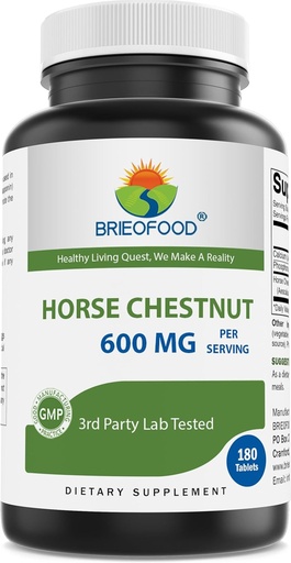 [BRSROFAHOIOQG2QZ] Briefood Horse Chestnut Extract 600 mg per Serving - 180 tabletta - 3. fél Lab tesztelt tisztaság és minőség - Támogatja egészséges keringés és folyadék egyensúly a lábakban *
