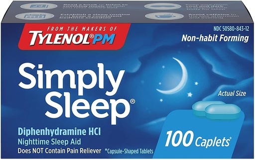 [BRSWIYYMPJ7QK23O] Tylenol Simply Sleep Nighttime Sleep Aid (25 mg), 100-Count Caplets (Pack of 2)