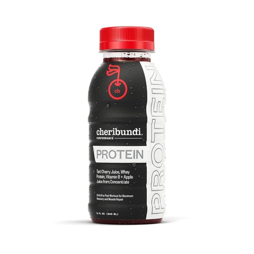 [BRSWIZQBOANA2FTM] Cheribundi Tart Cherry PROTEIN - Tart Juice 45 Tart Cherries with B Vitamin Complex and 8g Whey Protein. 8 Fl Oz, (Pack of 12)