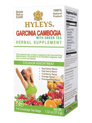 [BRSW2YYNOENBOGT3] HYLEYS Tea Garcinia Cambogia Green Tea 5 Flavors Assortment - 25 Tea Bags (6 Pack - 150 Tea Bags Total)