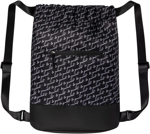 [BRSROAL6CB5BAD3A] Flex Cinch Drawstring Gym Bag for Women with Graphic Designs | Durable Lightweight Gym Cinch Bags | Great for Gym Bag, Traveling, and Overnights | Black/White - Be Yourself