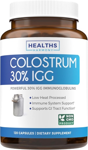 [BRSRO23YC4IA23D4] Naudan Colostrum naisille - Colostrum Supplement 1000 mg per Serving ja 30% IgG Immunoglobuliinit First Lypsäminen - Low Heat Processed for Maximum Potency Non-GMO & Made in the US (2 kk)