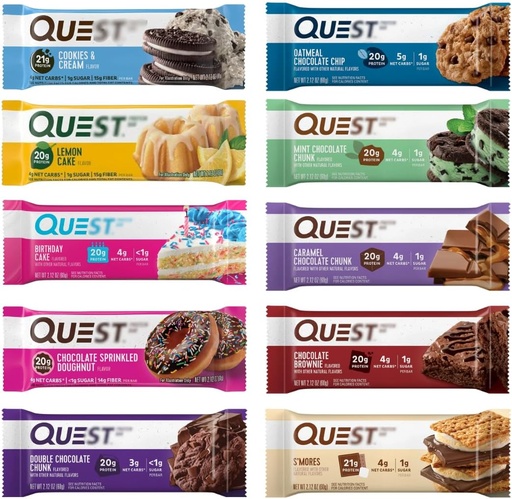 [BRSROZQ3B4DQI2TO] Nutrition Protein Bars, Assorted 10 Flavor Variety Pack - High Protein, Low Carb, Gluten Free, Keto Friendly - 2.12 Oz Bars - 12 Count